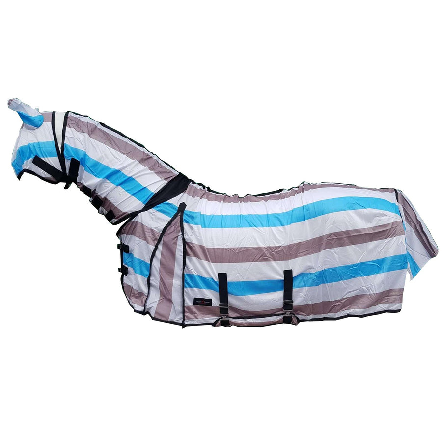 Best On Horse Printed Fly Rug and Mask Turquoise White Grey