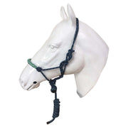 White Horse Equestrian Rachel Nylon Rope Halter Set Navy/ Blue