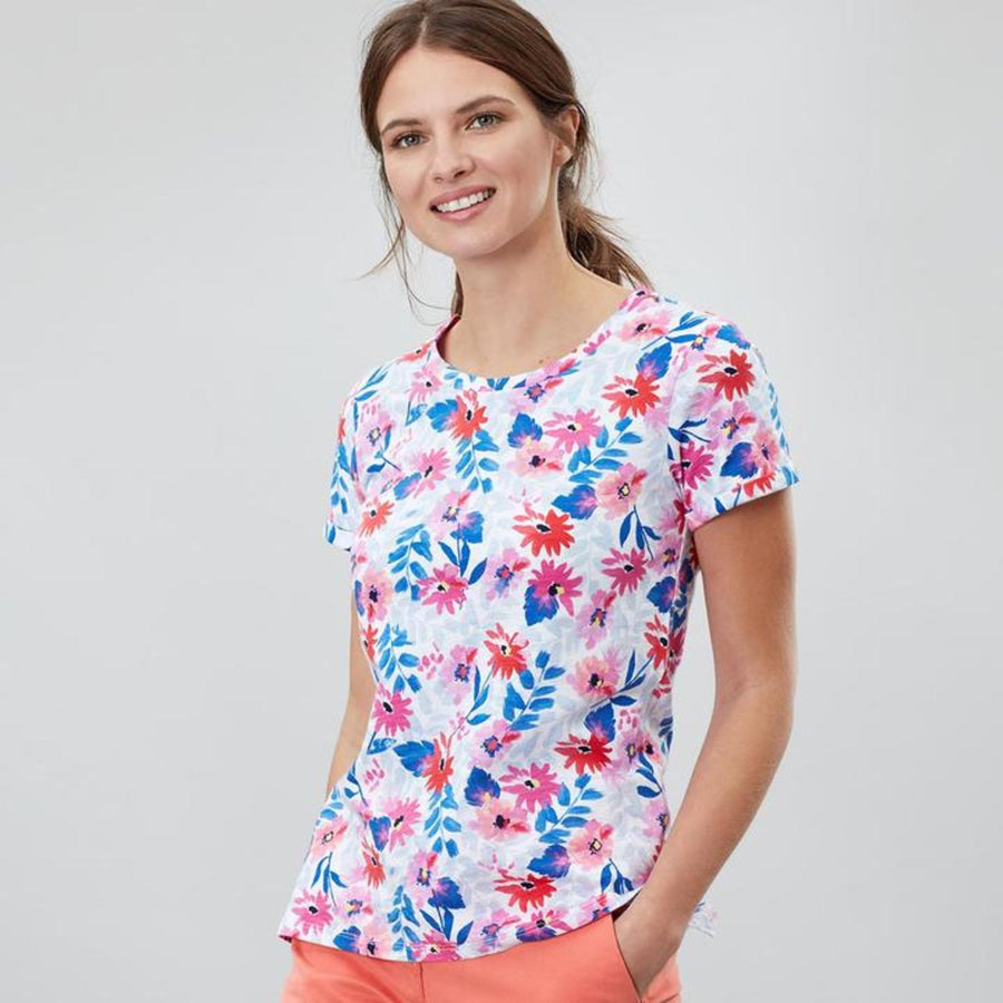 Joules Nessa Jersey Top White Multi Floral