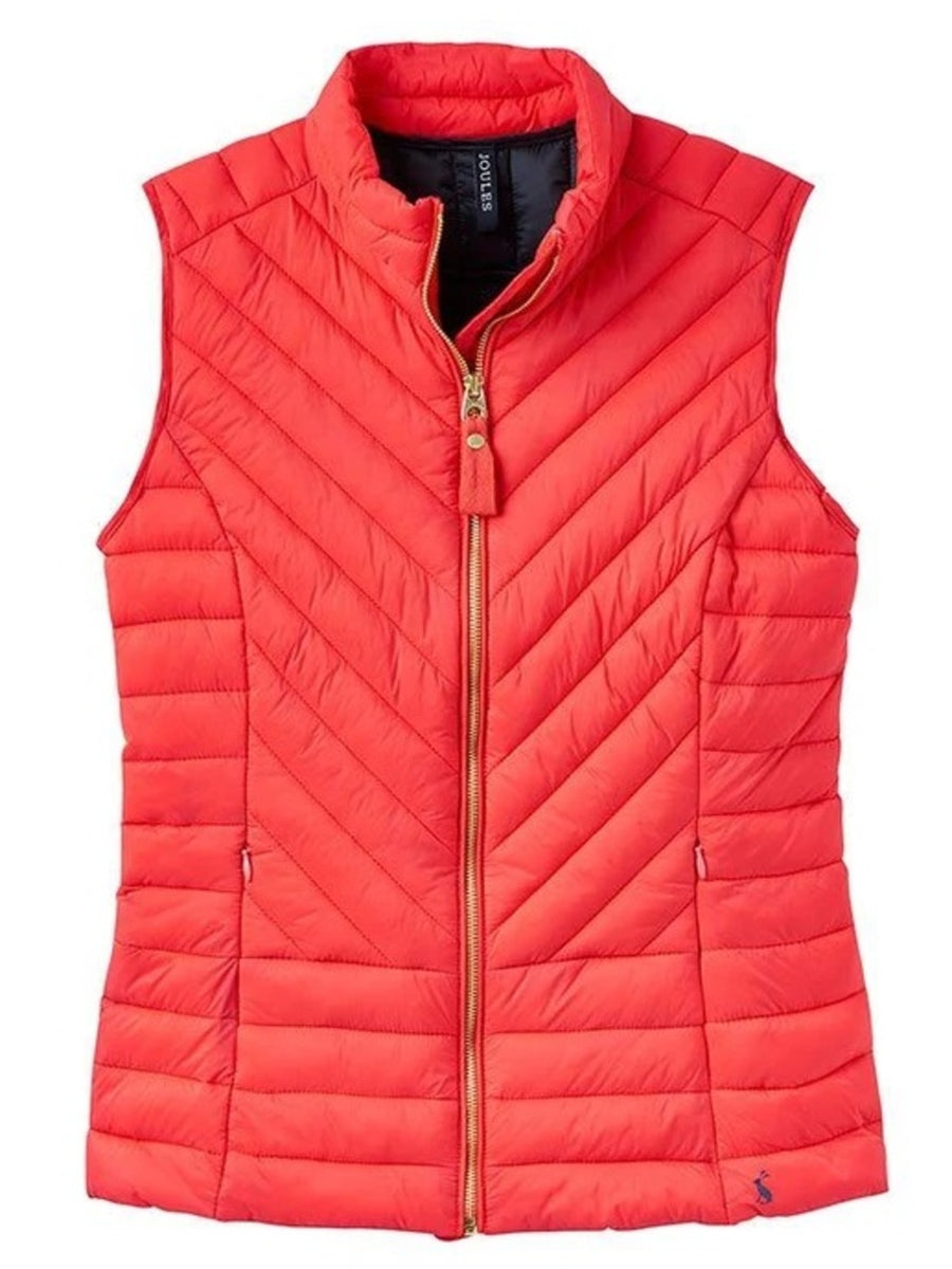 Joules Brindley Chevron Quilted Gilet Red Currant