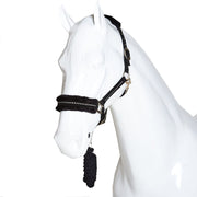 White Horse Equestrian Diamond Fleece Head collar Black