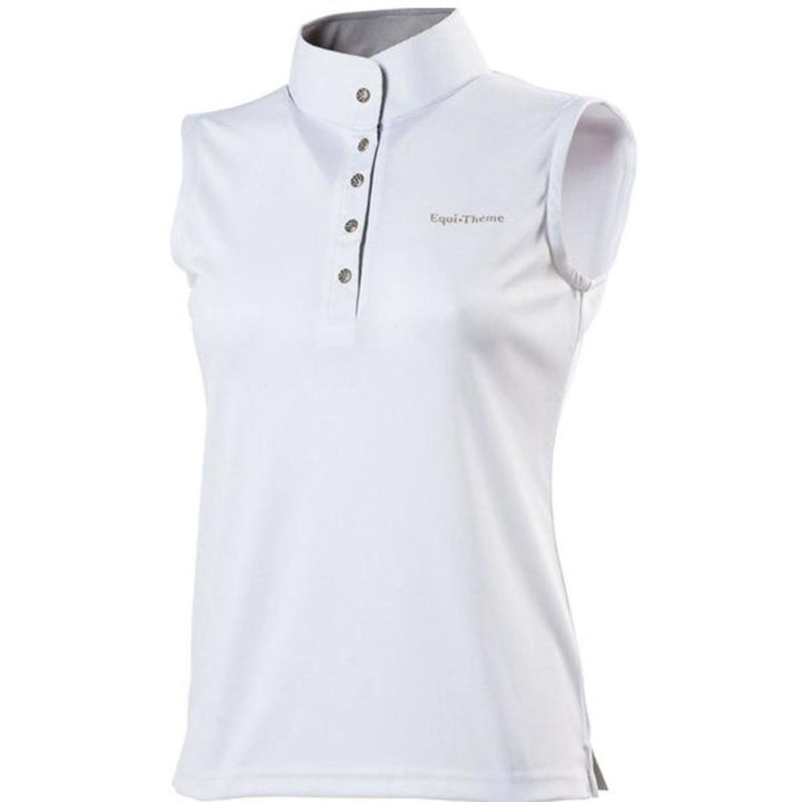 Equi-Theme Ladies 'Mesh' Polo Shirt Sleeveless White