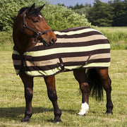 Equi-Theme 4006-- Stripe Fleece Sheet Chocolate/Beige