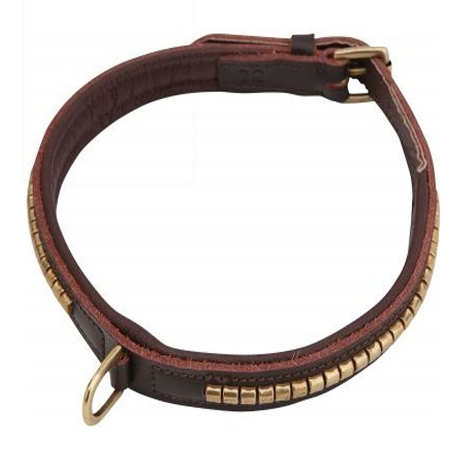 Horka 'Clincher' Leather Dog Collar Brown/Gold