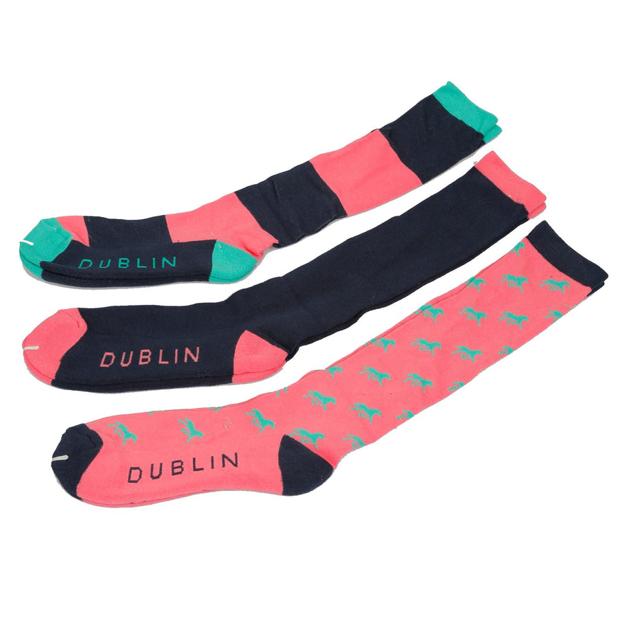 Dublin Pack of 3 Socks Pink Stripe 36-41