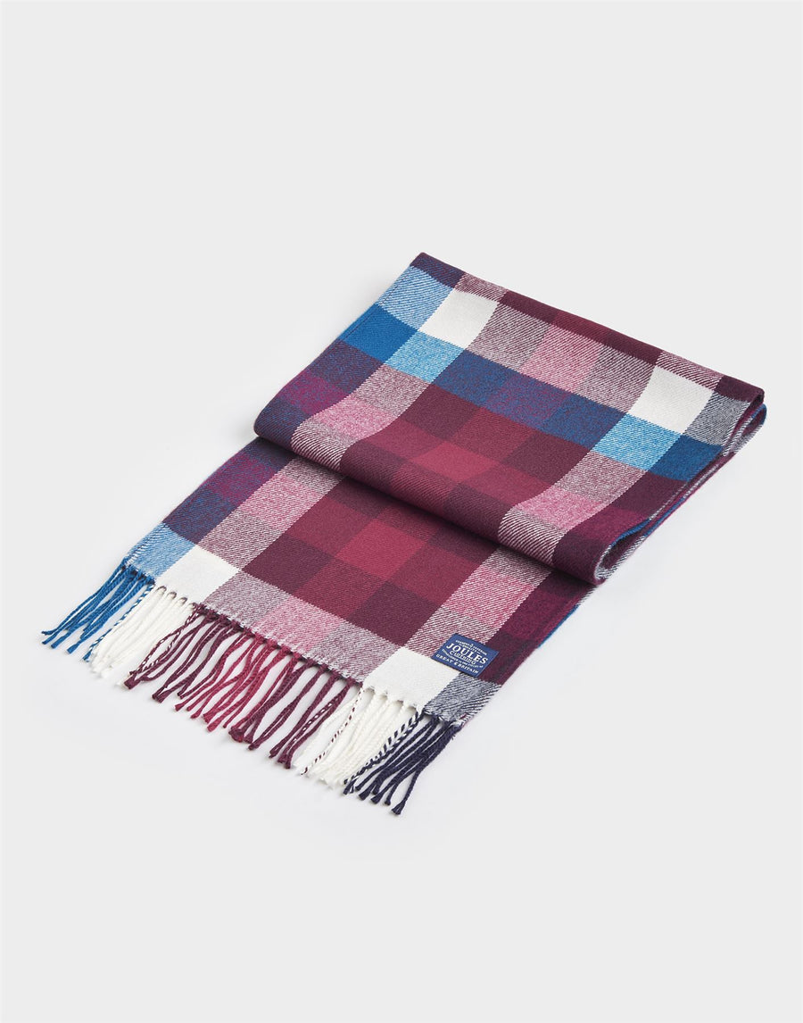 Joules Warm Handle Scarf Damson Check