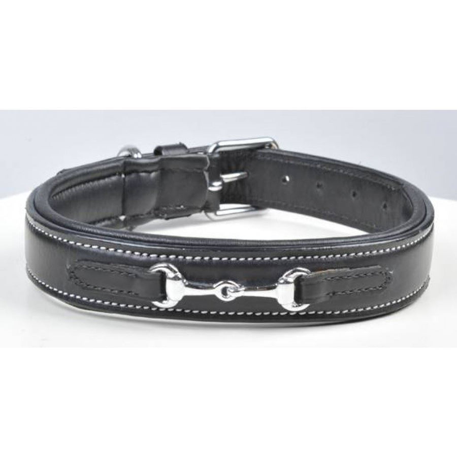 HKM Bit Leather Dog Collar Black