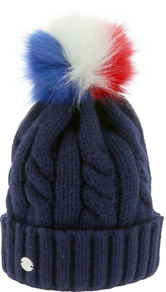 Equi-Theme Twisted Bobble Hat Blue/White/Red