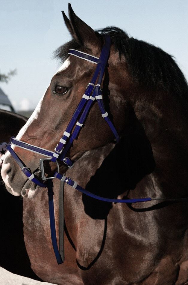 Best On Horse Rubber Bridle & Reins Navy