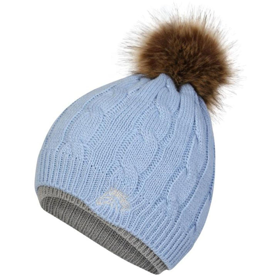 White Horse Equestrian Bobble Hat Baby Blue