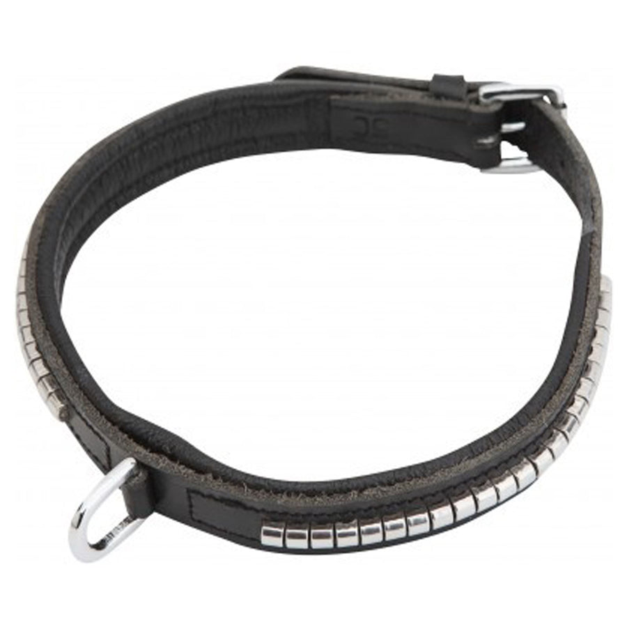 Horka 'Clincher' Leather Dog Collar Black/Silver
