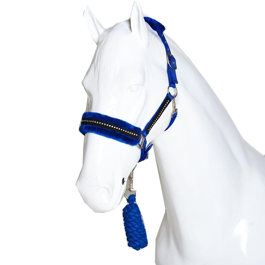 White Horse Equestrian Diamond Fleece Headcollar Royal Blue