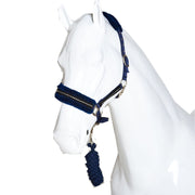 White Horse Equestrian Diamond Fleece Head collar Dark Blue