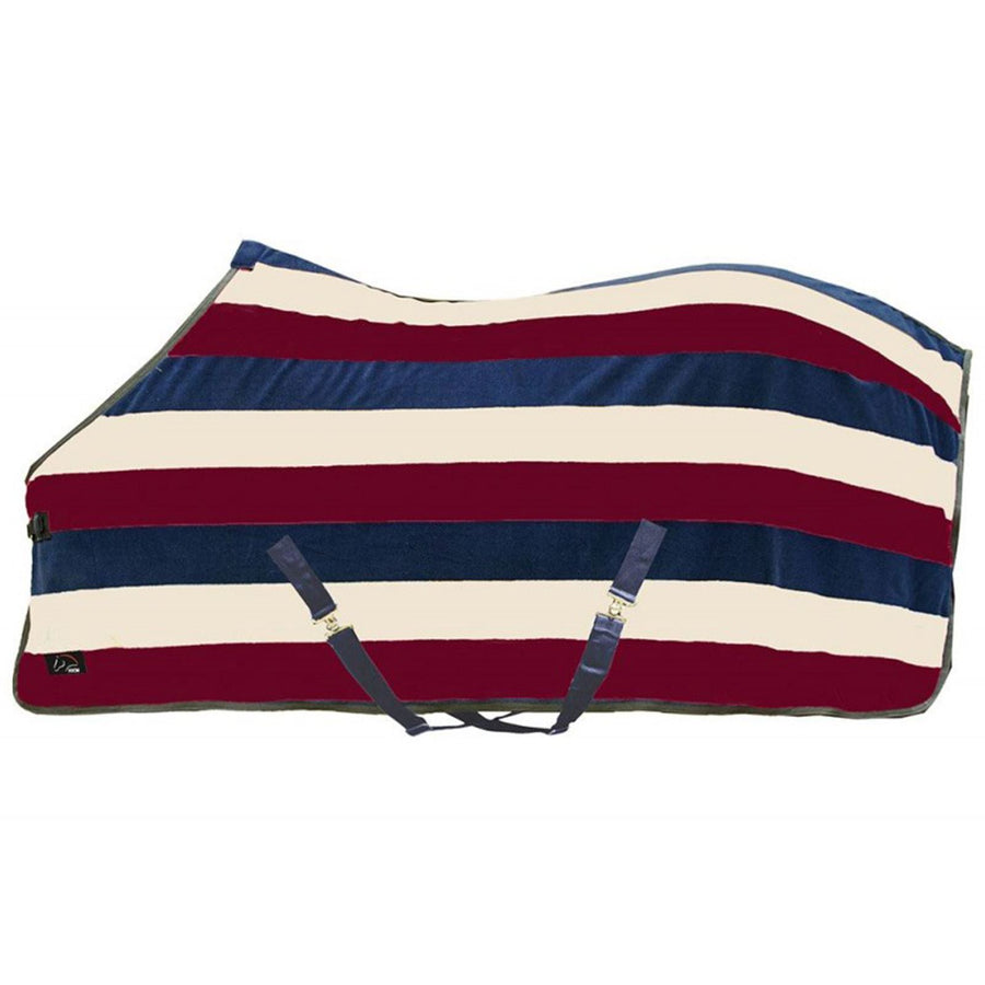 HKM Cooler Blanket Fashion Stripes With Crossstrap Blankets Indigo/Off White/Wine Red