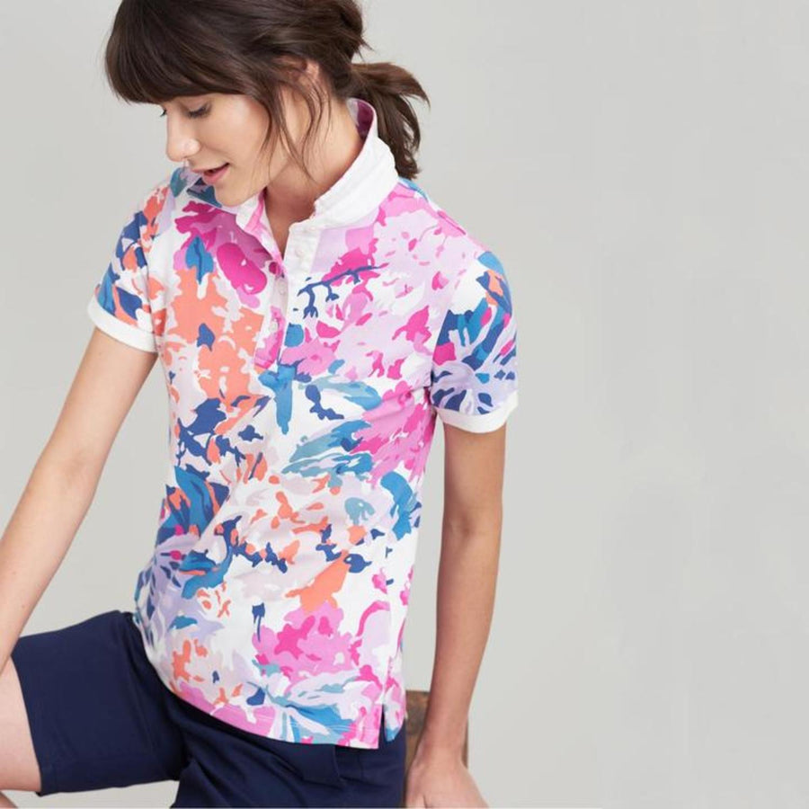 Joules Pippa Ladies Polo Shirt Cream Floral