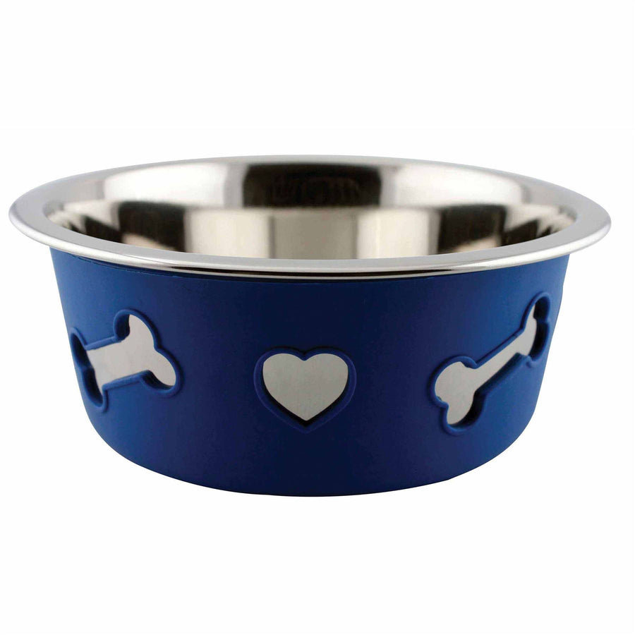NON-SLIP STAINLESS STEEL SILICONE Bowl Dog Pet Blue