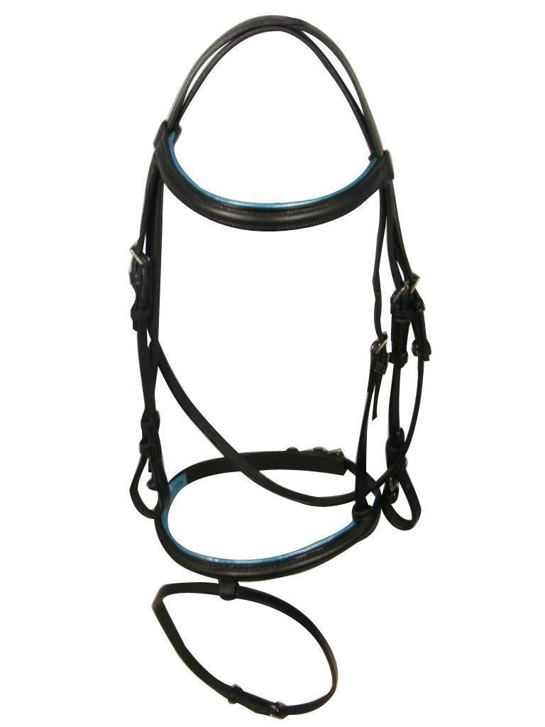 White Horse Equestrian Bridle and Reins Blue