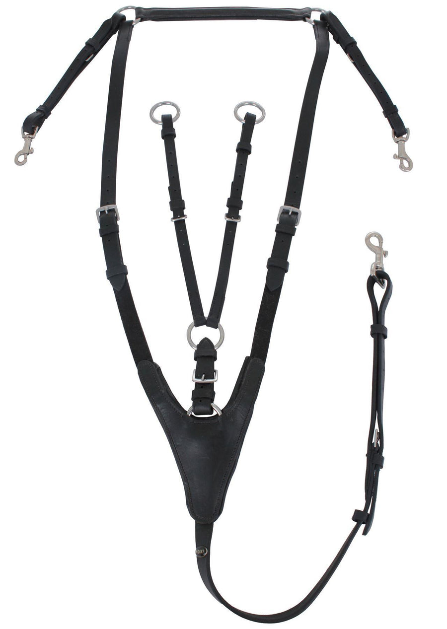 Horka 'Hunting' Breastplate Guiding Reins Black/Silver
