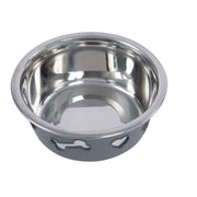 NON-SLIP STAINLESS STEEL SILICONE Bowl Dog Pet Grey