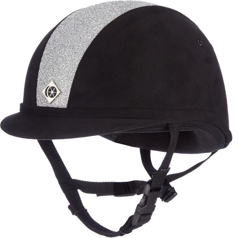 Charles Owen 'YR8' Micro Suede Helmet Black Sparkle Silver