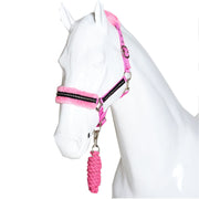 White Horse Equestrian Diamond Fleece Head collar Pink