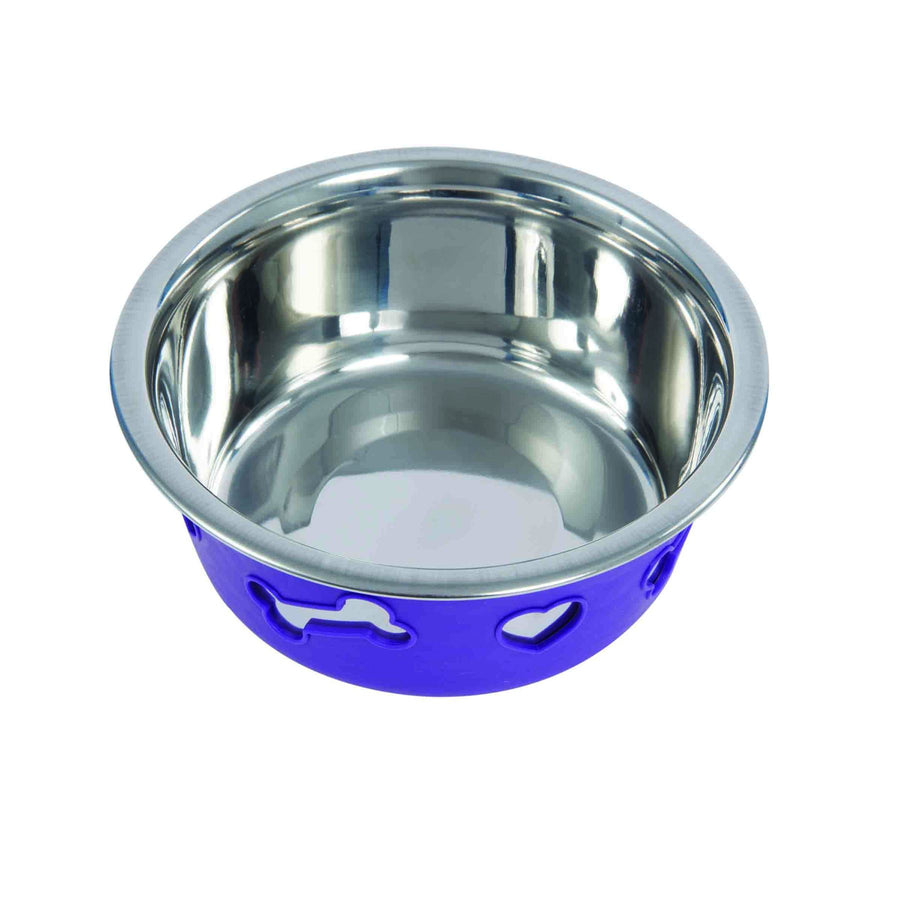 NON-SLIP STAINLESS STEEL SILICONE Bowl Dog Pet Purple