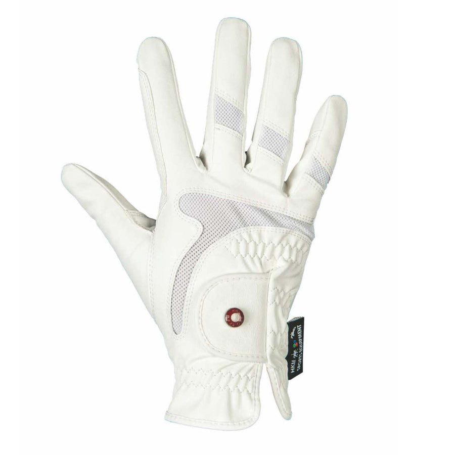 HKM Pro Team Professional Air Mesh Riding Gloves White