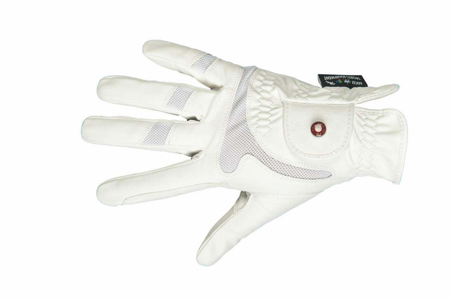 HKM Pro Team Professional Air Mesh Riding Gloves White