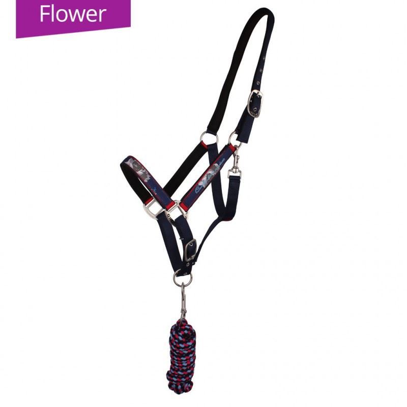 QHP Luxo Head Collar Set Flower