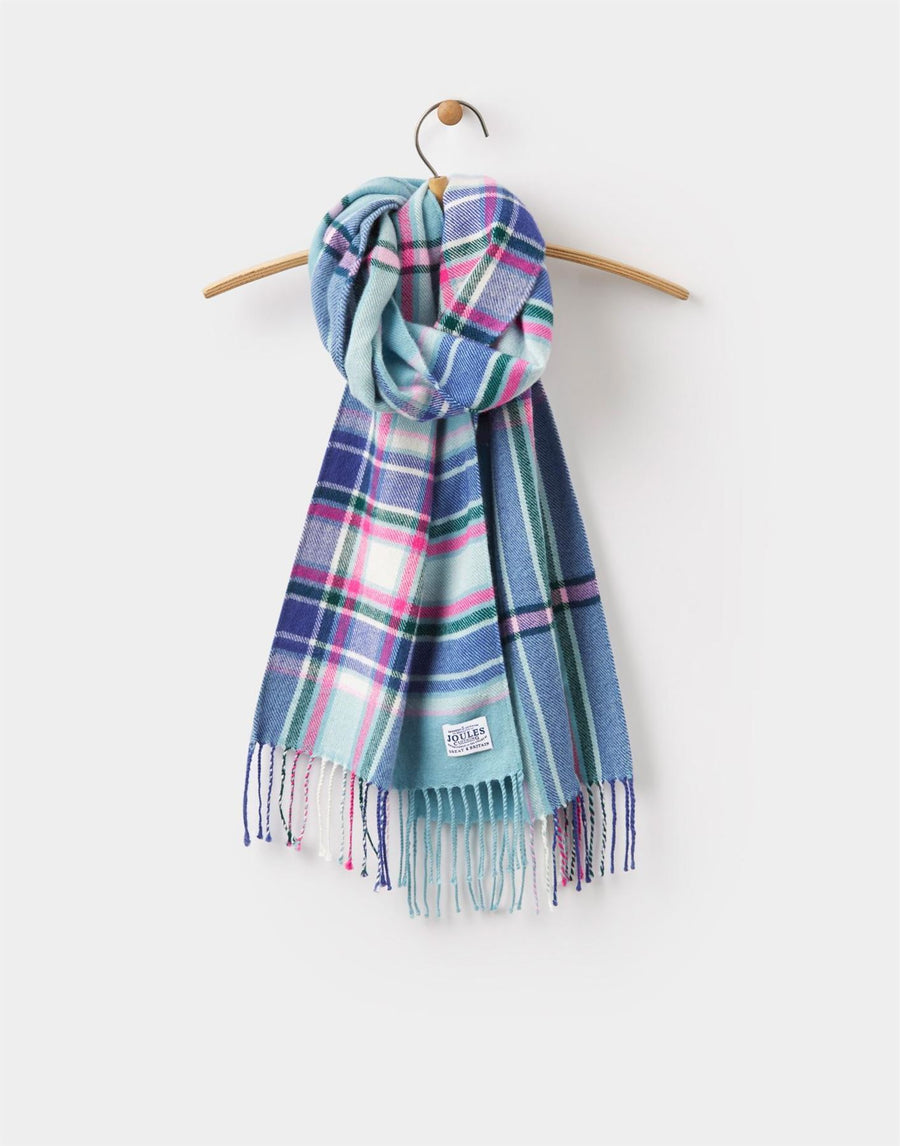 Joules Bracken Scarf Soft Teal Check
