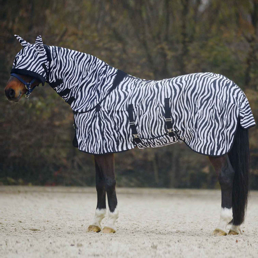 Best on Horse Fly Rug with Mask Zebra