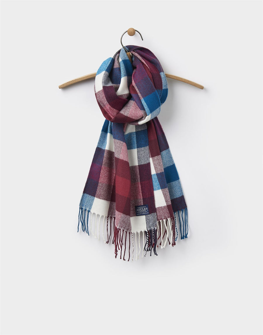 Joules Warm Handle Scarf Damson Check