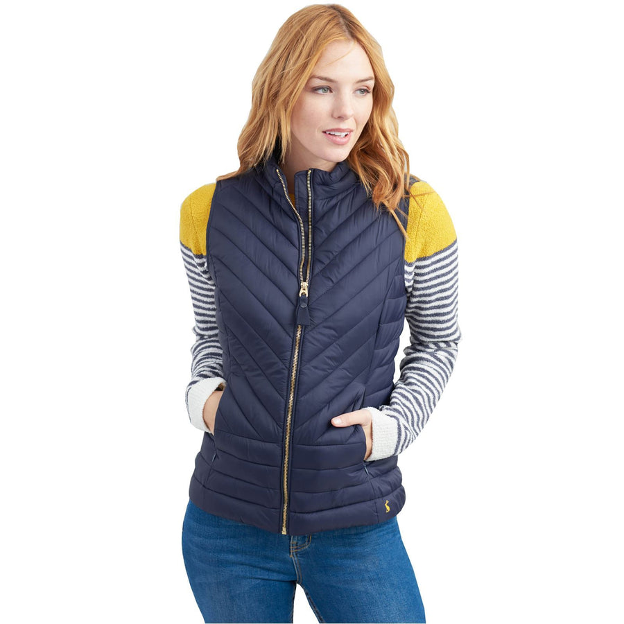 Joules Brindley Chevron Quilted Gilet Marine Navy