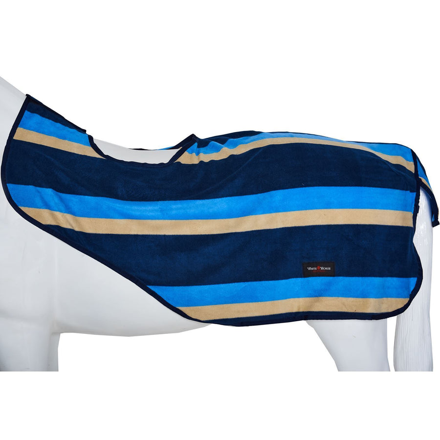White Horse Equestrian Stripe Exercise Sheet Navy/Blue